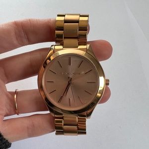 Like New Michael Kors Slim Runway Rose Gold-Tone Watch